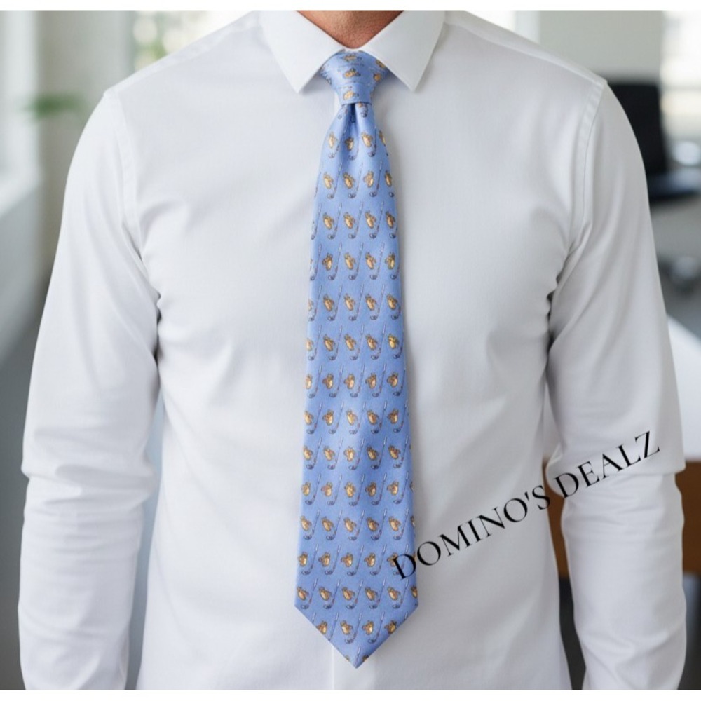 Lacrosse Silk Tie XL 63.7" Blue Novelty Sports Italy Louis Dell'Olio Necktie